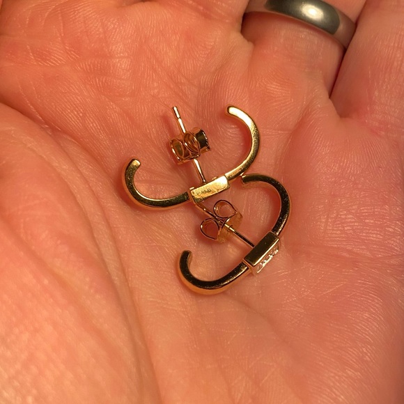 Pierced Lobe Cuff Earrings 14k Gold Plated Silver - Picture 2 of 6